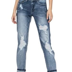 Judy Blue Destroyed Bleach Splatter Boyfriend (82169) Size 11/30